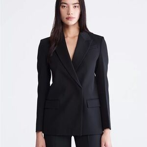 Calvin Klein Women's Black Wool Twill Blazer 38